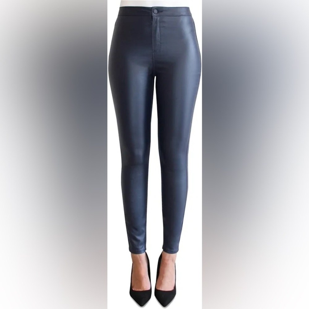 Almost Famous Super High Rise Skinny Navy Blue Faux Leather Pants